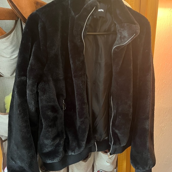 Black Faux Fur Jacket - Picture 1 of 5